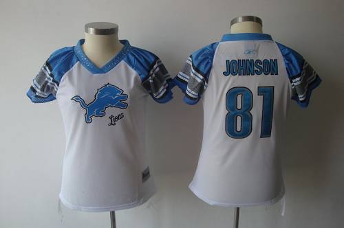 Lions #81 Calvin Johnson White 2011 Women's Field Flirt Stitched NFL Jersey